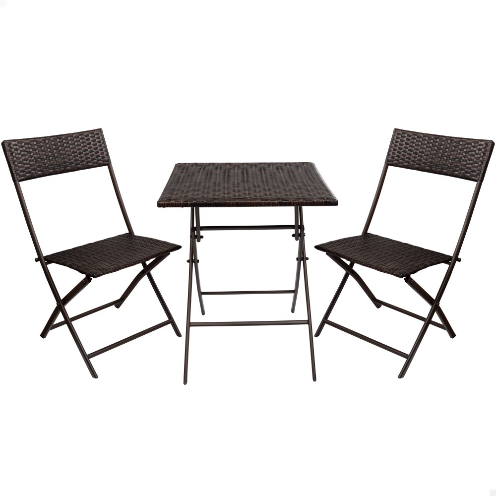 Conjunto mesa y sillas terraza plegable ratán