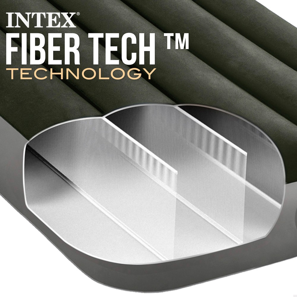 Colchón hinchable individual con hinchador y Fiber-Tech INTEX